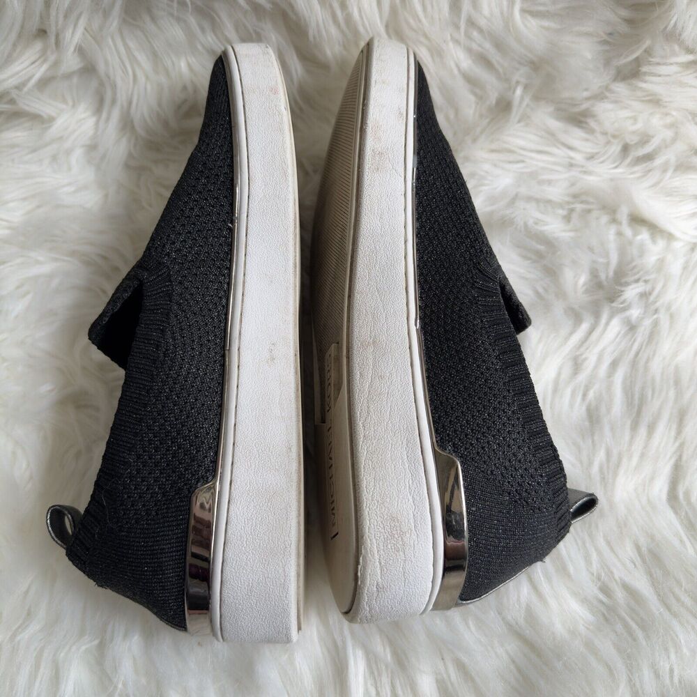 Michael Kors Womens Skyler Slip On Shoes Black Gold Fabric Knit Round Toe 10M - Picture 8 of 10